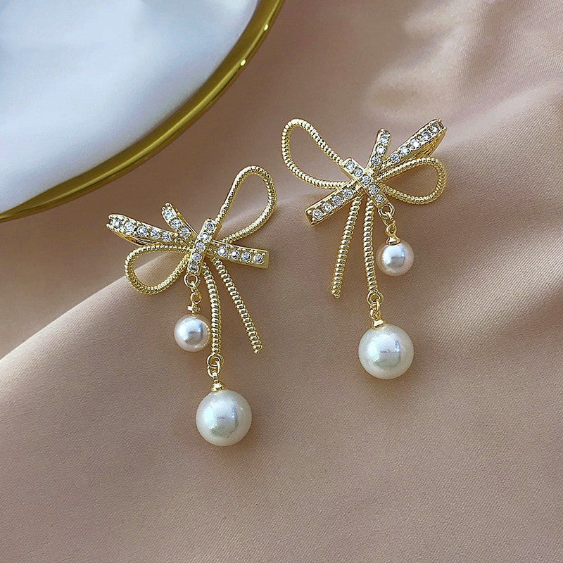 Stunning Pearl Bow Earrings