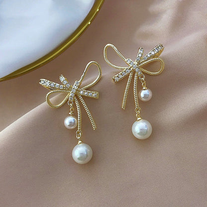 Stunning Pearl Bow Earrings