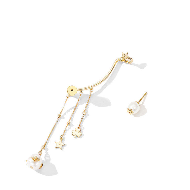 Full ear golden pearl earring