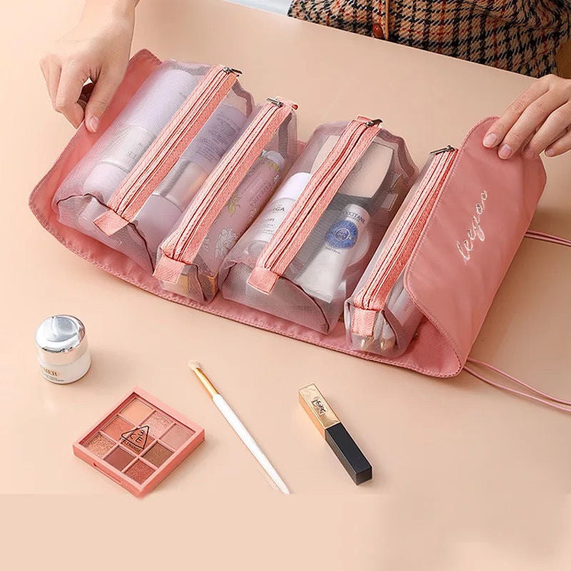 "dusty" pink, very light and convenient cosmetic pouch