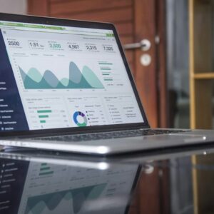 Campaign analytics dashboard on laptop