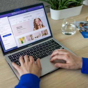 Online store design on laptop